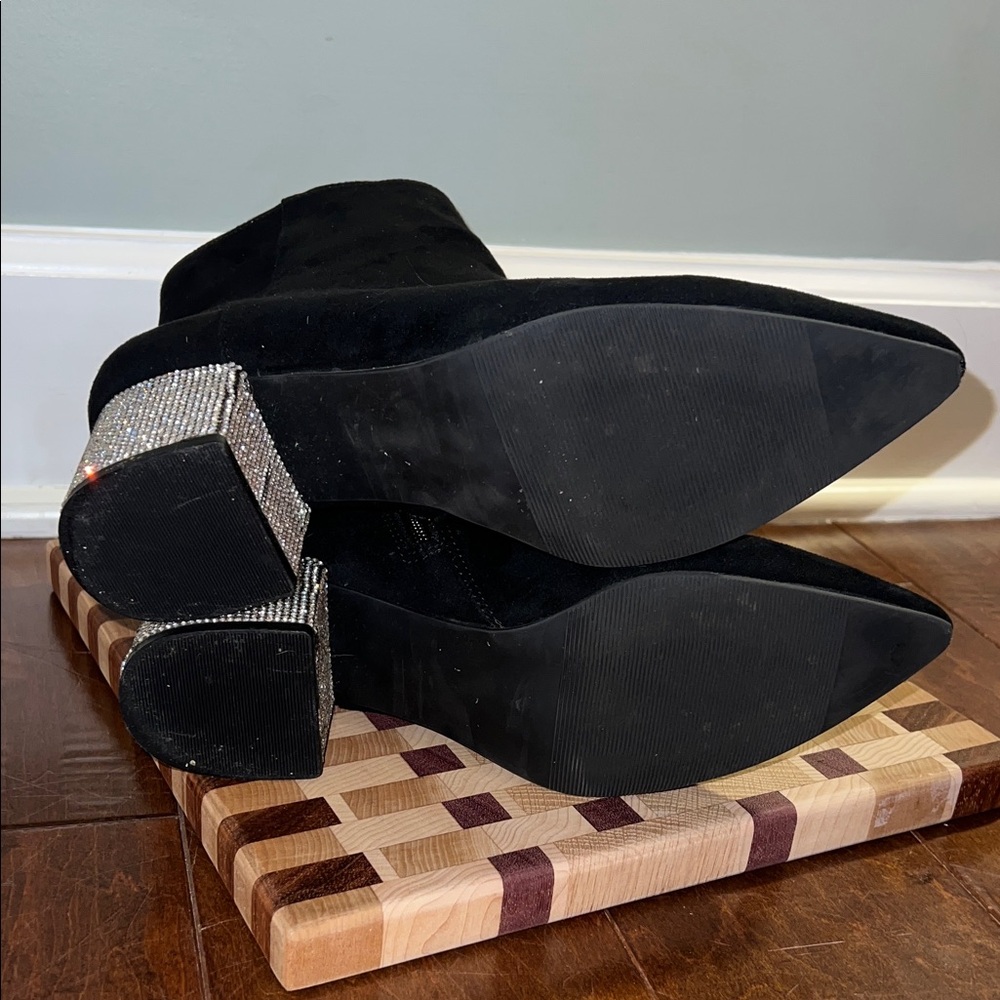 Kaari Blue- Black Ankle Booties with Rhinestone heels Sz 8.5 - Picture 7 of 8